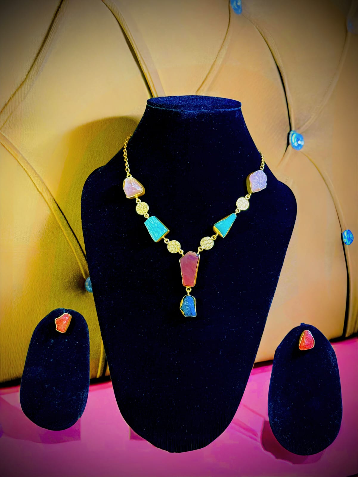 Rainbow Aura Stone Necklace Set