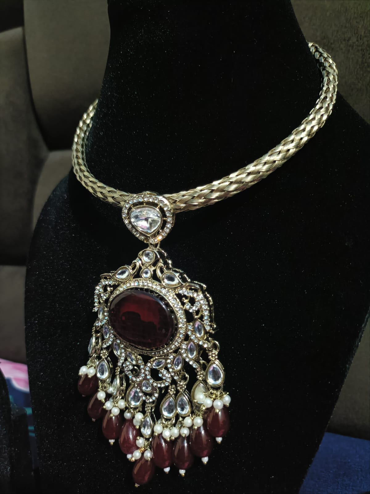 Royal Red Kundan Choker Necklace Set