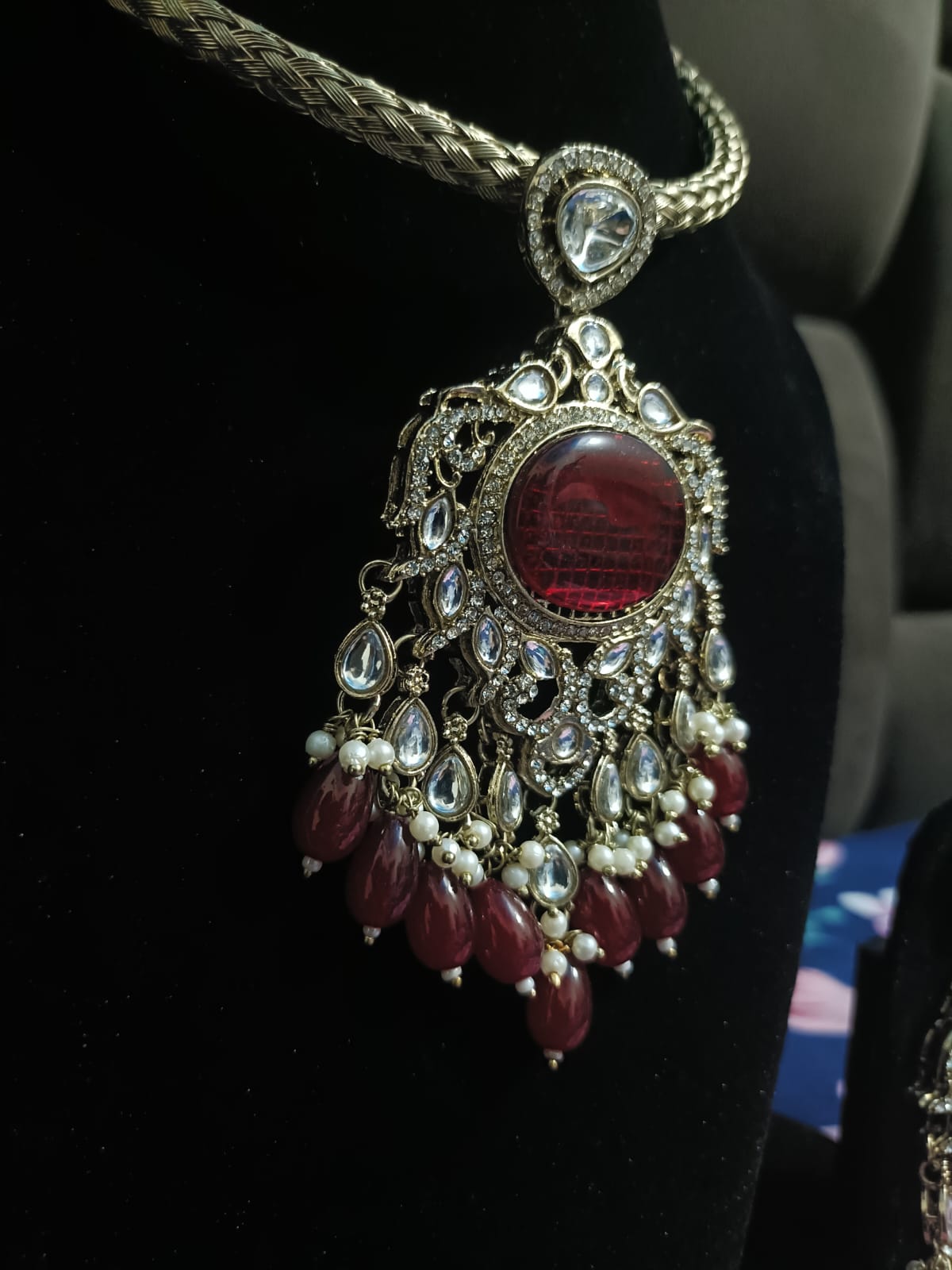 Royal Red Kundan Choker Necklace Set