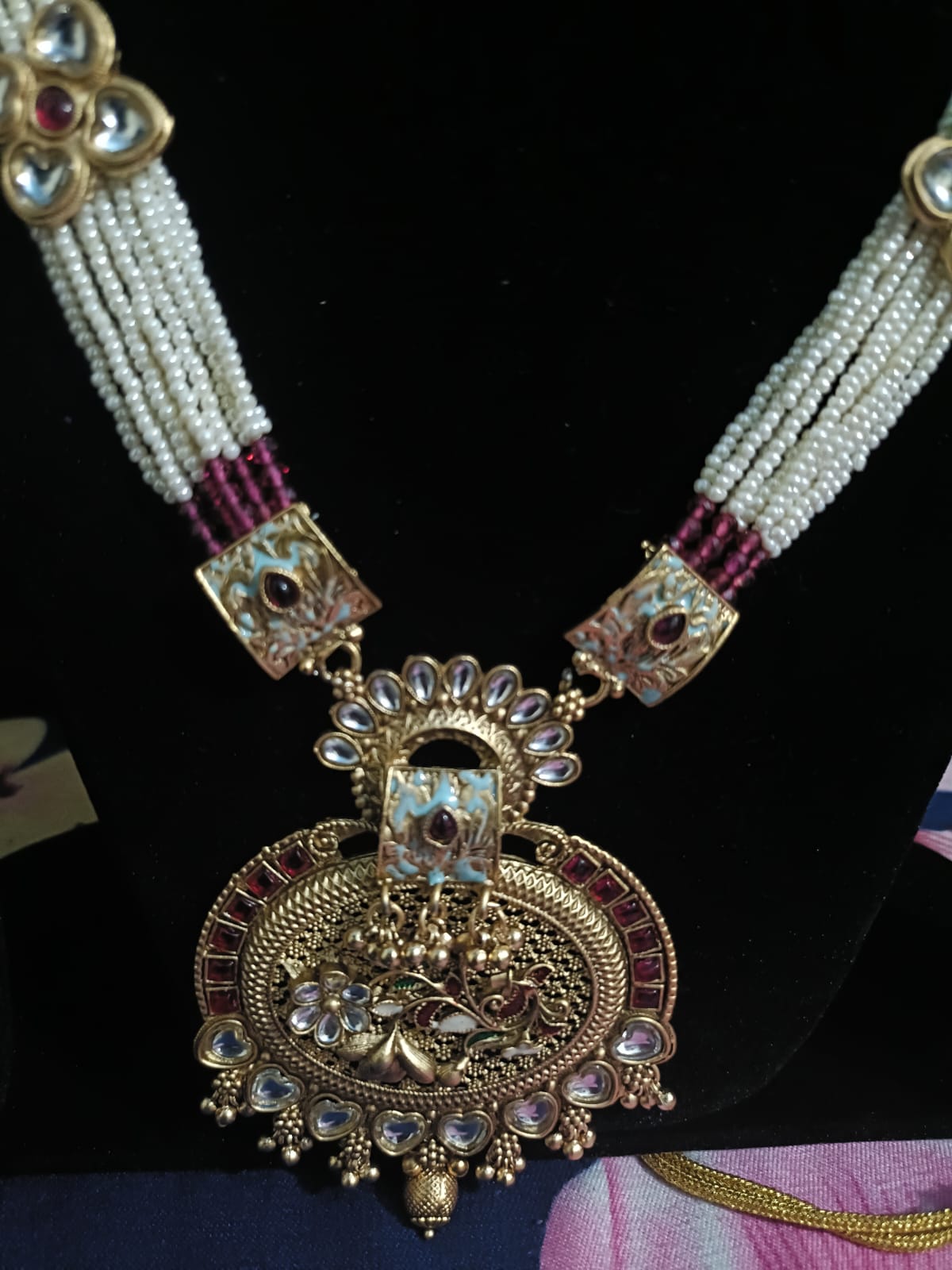 Traditional Peacock Motif Beaded Necklace Set