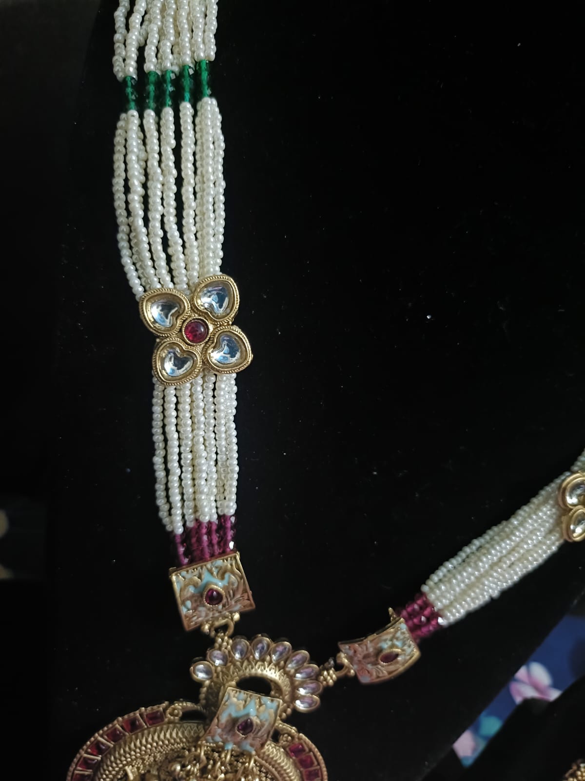 Traditional Peacock Motif Beaded Necklace Set