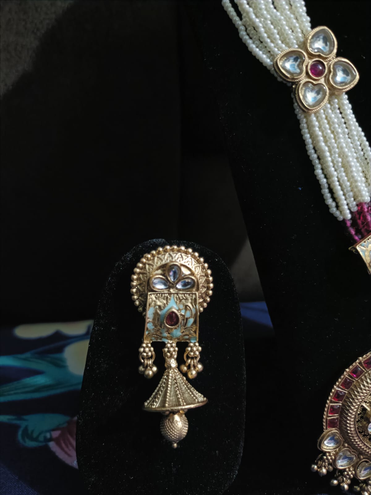 Traditional Peacock Motif Beaded Necklace Set